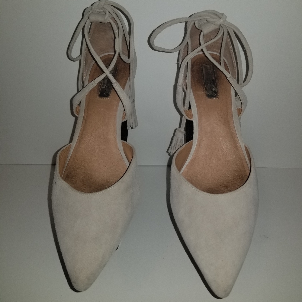 Halogen Light Gray Ankle Strap Heels Size 8.5
